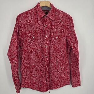 Rodeo Clothing Co. Red Paisley Western Shirt Size M.
